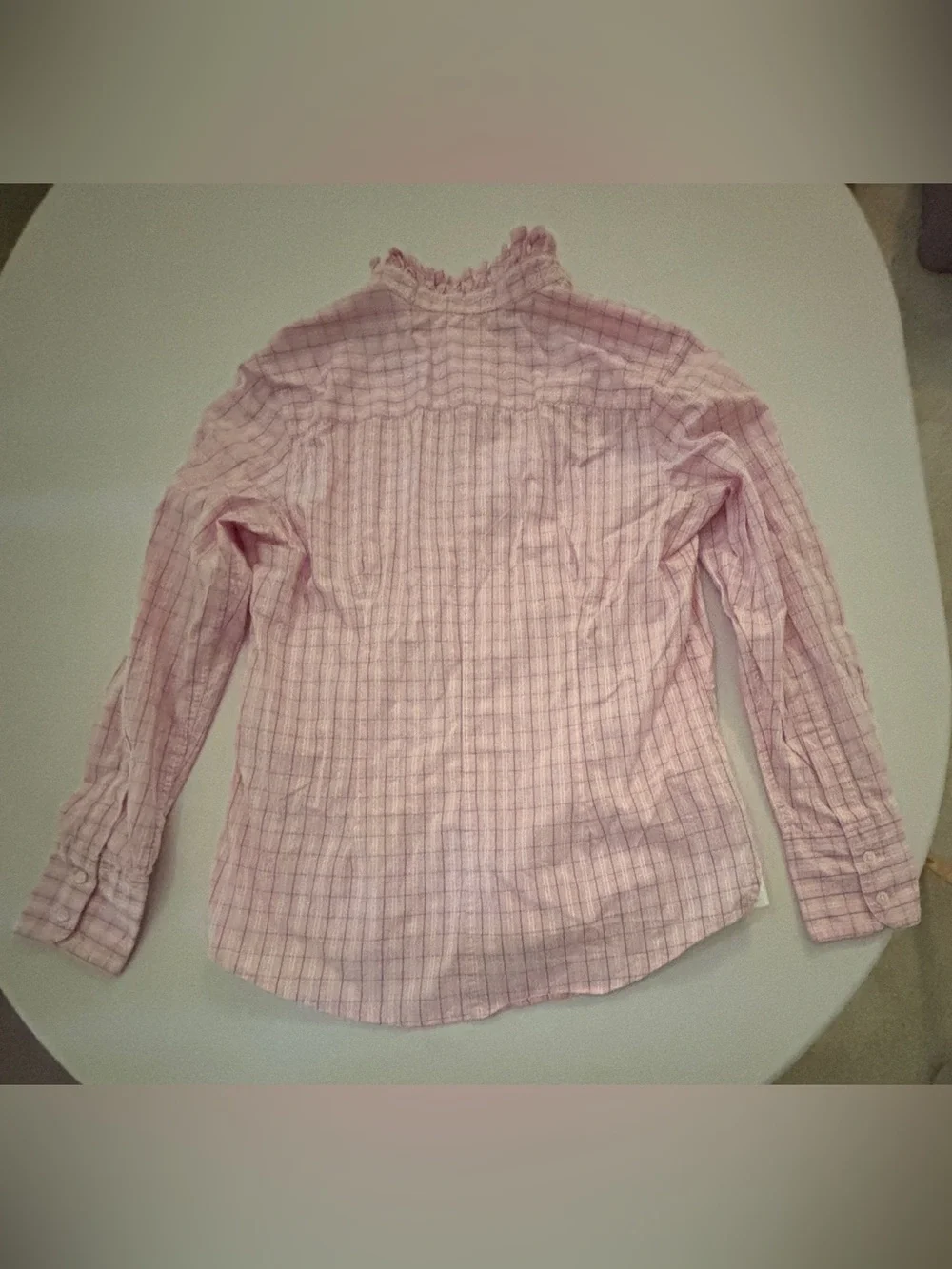 Double R by Ravi Ratan Pink Floral Ruffle Button-Down Shirt Women’s Med - Picture 3 of 15